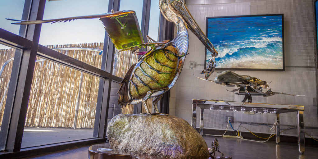 Wade-Jackson-marine-life-metal-and-stone-art-orange-county-pelican